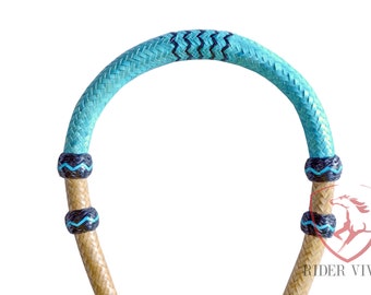 Bosal cheval western, hackamore en cuir brut noir et rouge, bosal tressé 24 tresses. - Canada