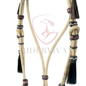 Tête De Bride Western En Cuir - Modèle Headstall Avec Gland - Taille Cheval - Couleur Noir - Neuf