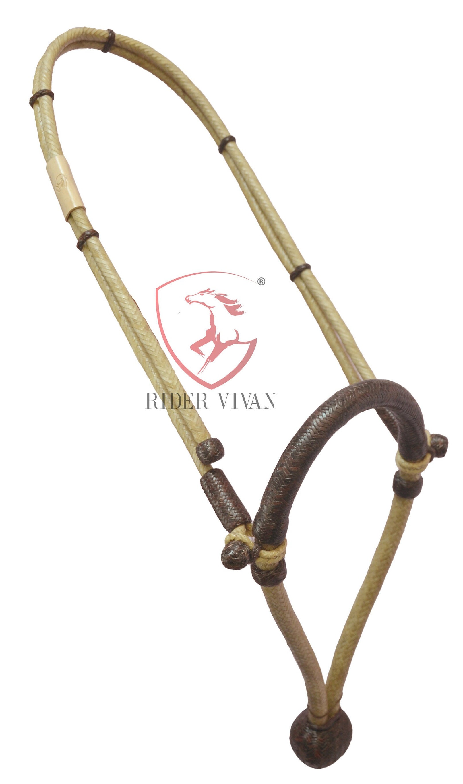 Bosal Tressé En Cuir Brut – 40 Tresses – 12 Pouces – Naturel/Noir – Rider Vivan