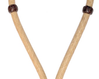 May include: A brown leather braided rope halter with a natural colored braided rope and a brown leather knot at the bottom.