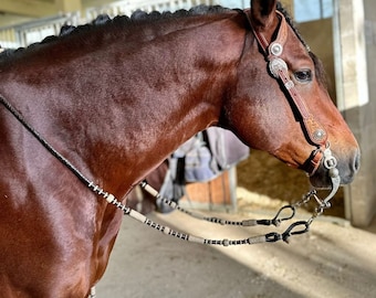 Hand-Braided Romal Reins, Romal Reins California Style, Romal Reins 10 Plaits, Romal Reins Regular 55" with rein connectors,