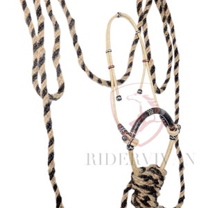 Details about   Western Bosal 32 Plaits Rawhide Natural &Dark Brown With Horse Hair Mecate Reins