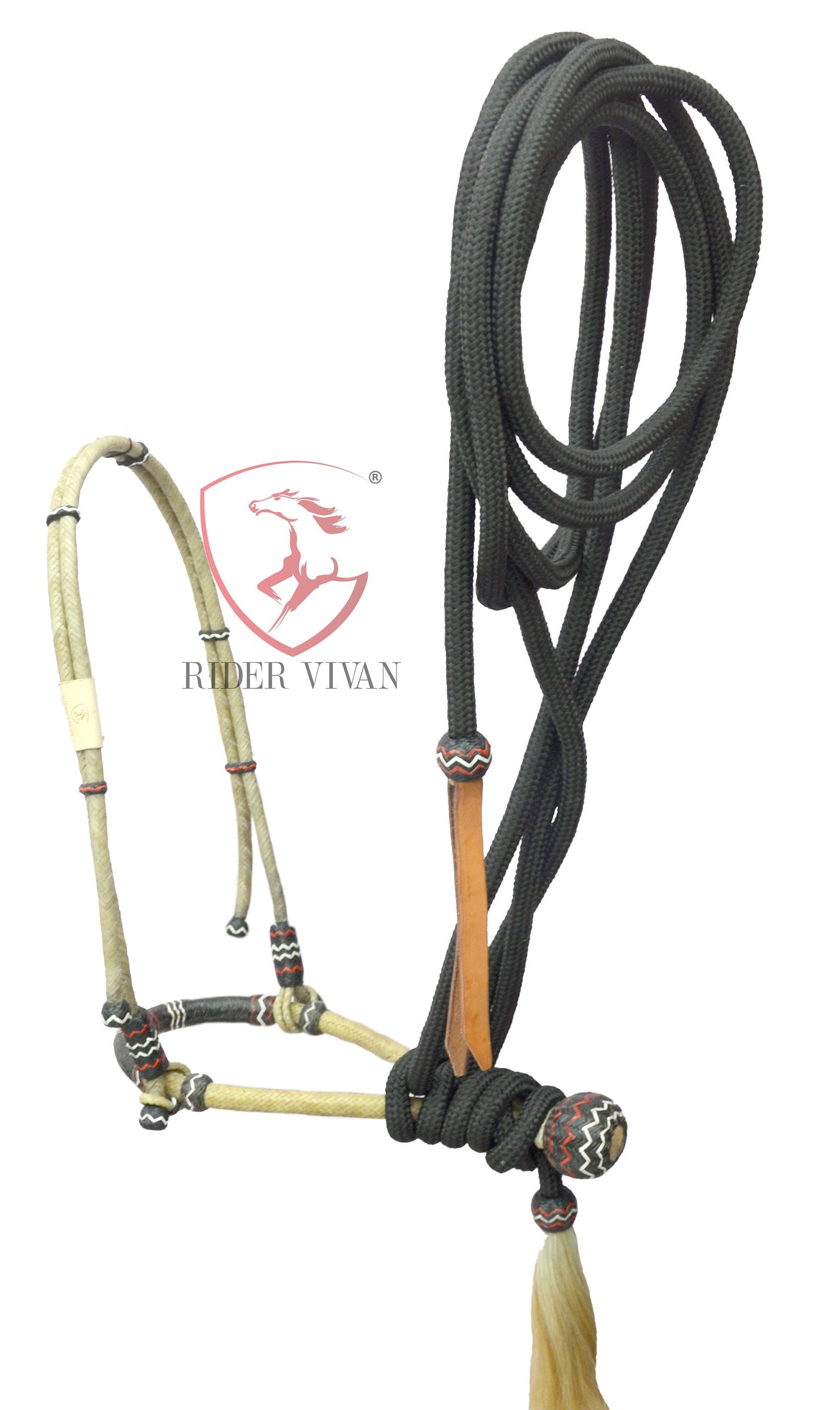 Handmade Rawhide Knot Bosal Set, Black Nylon Mecate Reins - Etsy