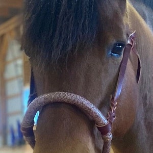Horse Bosal Chestnut Cherry Cow Rawhide, 40 Plaits Bosal, 5/8&quot; Thickness High-Quality Handmade Bosal, Bitless Hackamore, Sale For Only Bosal