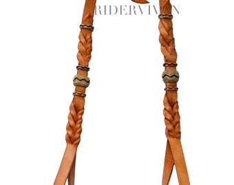 Percha Bosal de cuero natural, autoajustable, con nudos trenzados de cuero crudo