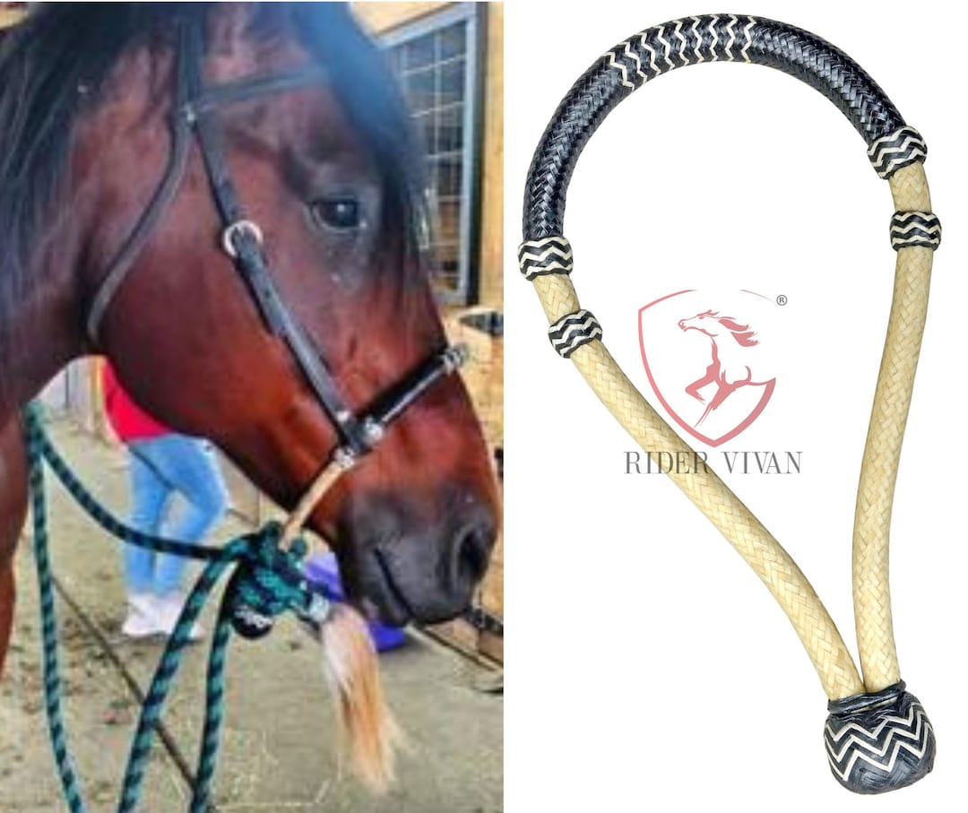 Handcrafted Horse Bosal, Horse Bosal Natural & Black Rawhide, 24