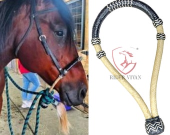 Hand-crafted Horse Bosal, Horse Bosal Natural & Black Rawhide, 24 Plaits Bosal, Western Horse Bosal.