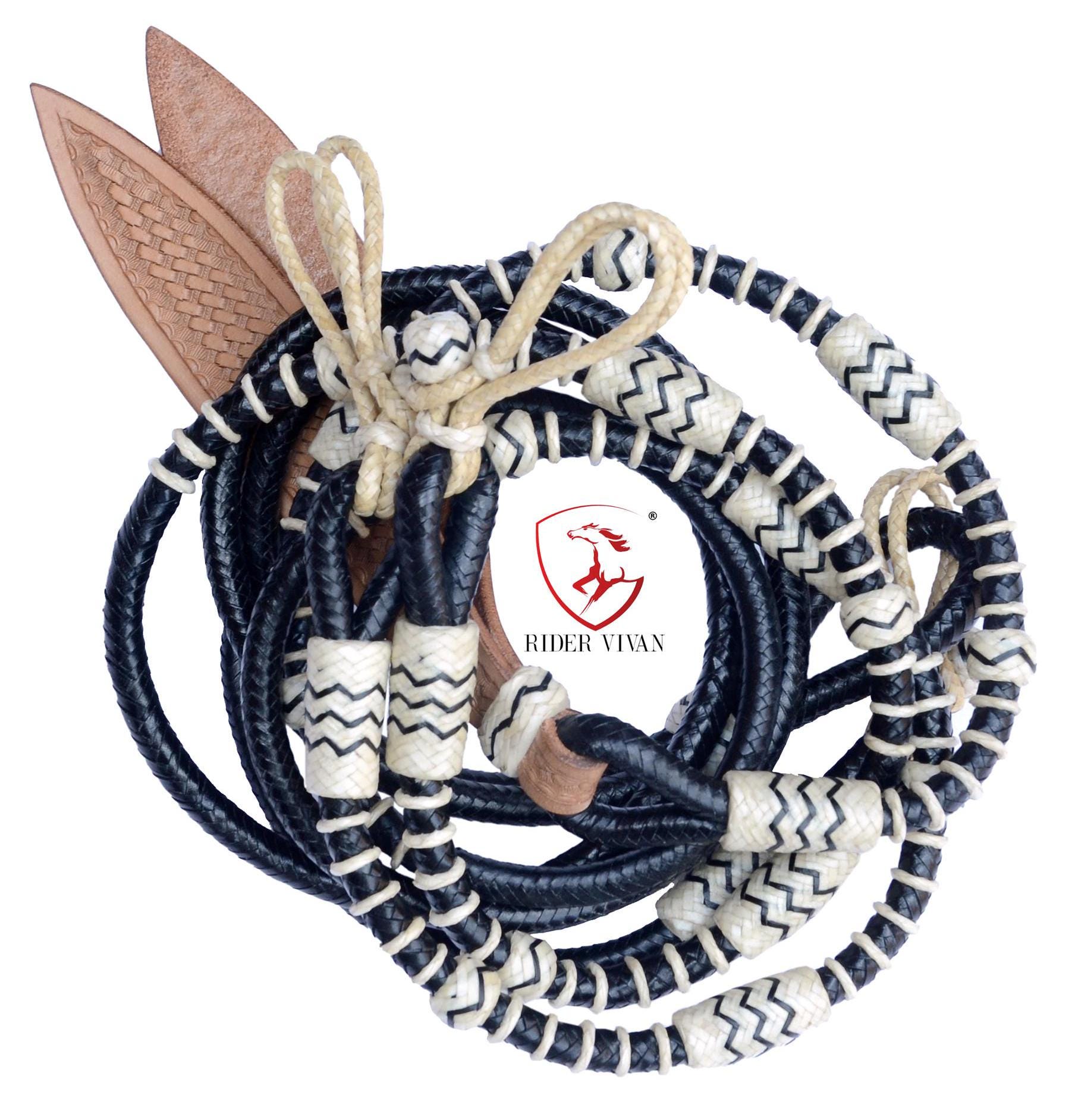 Cheval Western Tack Cuir Brut Romel Romal Rênes Tooled Popper