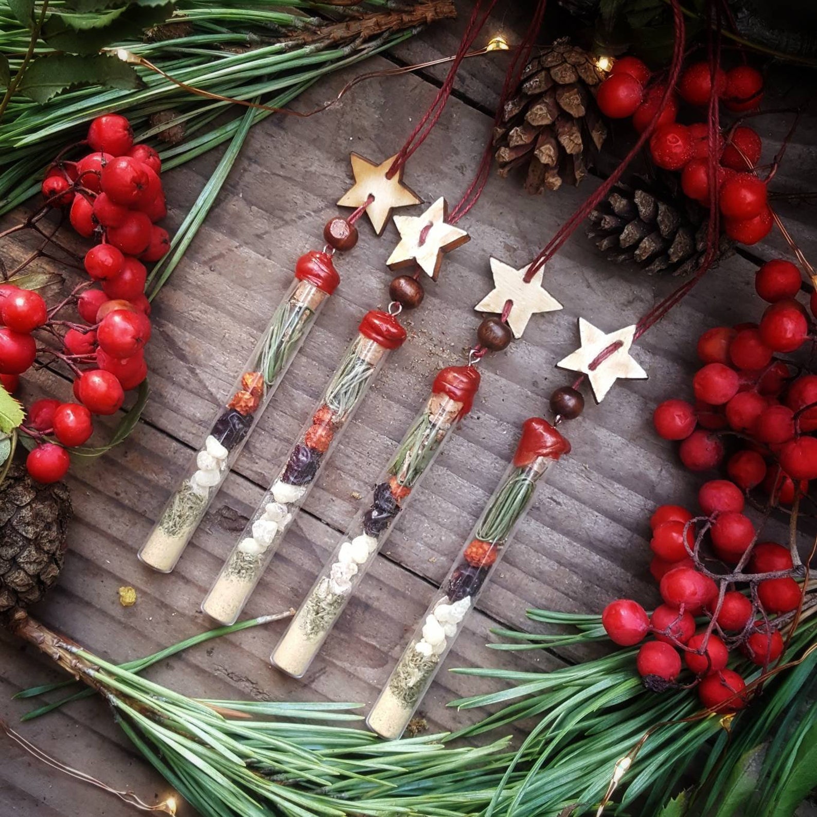 Yule Herb Bottle Spell Vial Birch Wood Star Witchcraft Altar Etsy