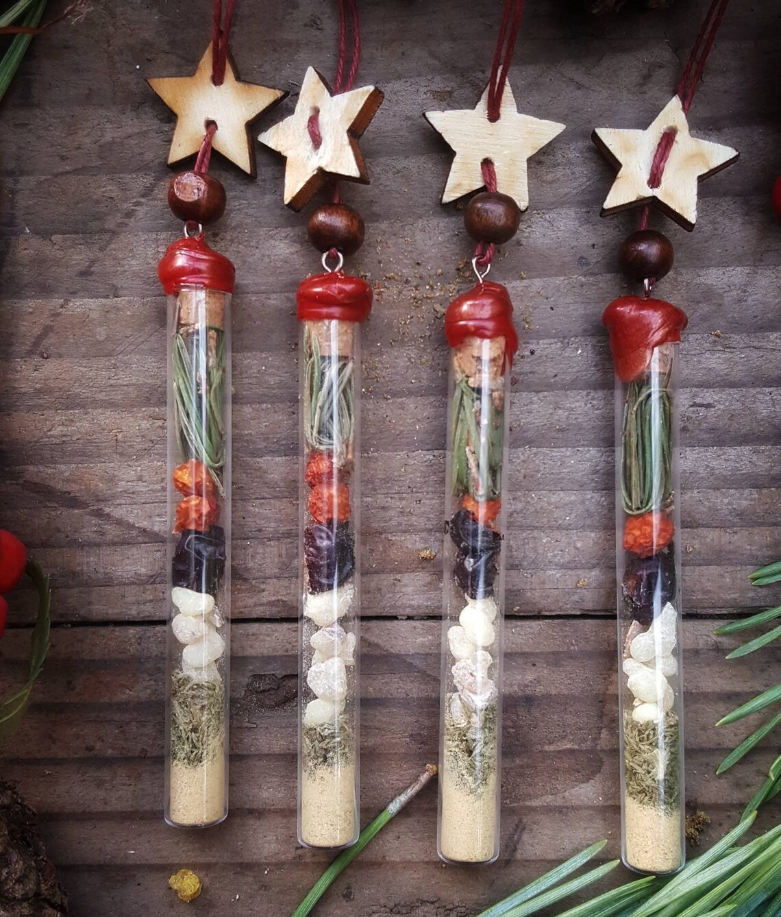 Yule Herb Bottle Spell Vial Birch Wood Star Witchcraft Altar Etsy