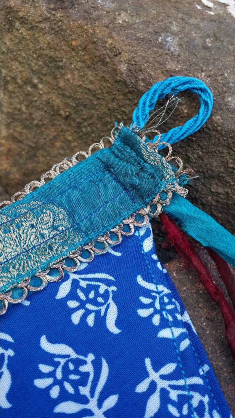 Luxury Indian inspired bunting flags boho gypsy upcycled recycled handmade prayer flag bells beads birthday wedding party garden toran raggy