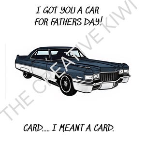 Minimalistische Vatertagskarte mit klassischer Cadillac Illustration