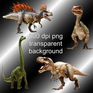 K&ouml;nnte beinhalten: Vier verschiedene Dinosaurier in verschiedenen Posen. Ein gr&uuml;ner Dinosaurier mit langem Hals, ein brauner Dinosaurier mit stacheligem R&uuml;cken, ein brauner Dinosaurier mit gro&szlig;em Kopf und ein brauner Dinosaurier mit langem Schwanz.