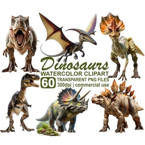 Pacchetto Clipart Dinosauri, PNG dinosauro, Immagini dinosauro, T-Rex ecc., Illustrazioni PNG trasparenti 300 dpi, Download istantaneo, Uso commerciale