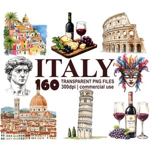Italien Clipart Bundle, Italien png, Reise Clipart, Italien png, Reise png, 300 dpi transparentes PNG-Format sofort-Download, kommerzielle Nutzung