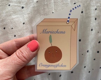 Bügelbild „Orangensäftchen“ Lillemo Trinkpäckchen