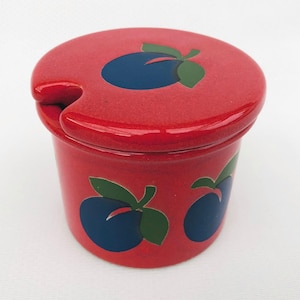 Barattolo rotondo in ceramica, barattolo con coperchio, zuccheriera, prugne Wächtersbach