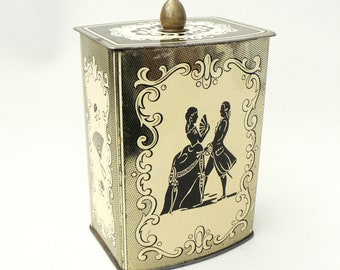 Blikken blik metalen blik vintage doos barok rococo motief gouden paar