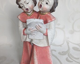 Carved wooden figure, wood sculptor, handmade, singer, religious art, Bavaria, Bavarian wooden figure, vintage