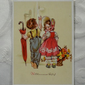 Karta artystyczna Witamy w witrynie Pocztówka Karta vintage