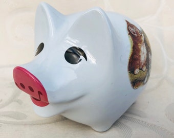 Piggy bank money box porcelain money box porcelain pig cats kittens