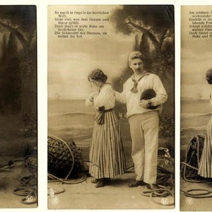 Photo postcards Set of 3, 1910 Sailor Seemann Kiel image 1