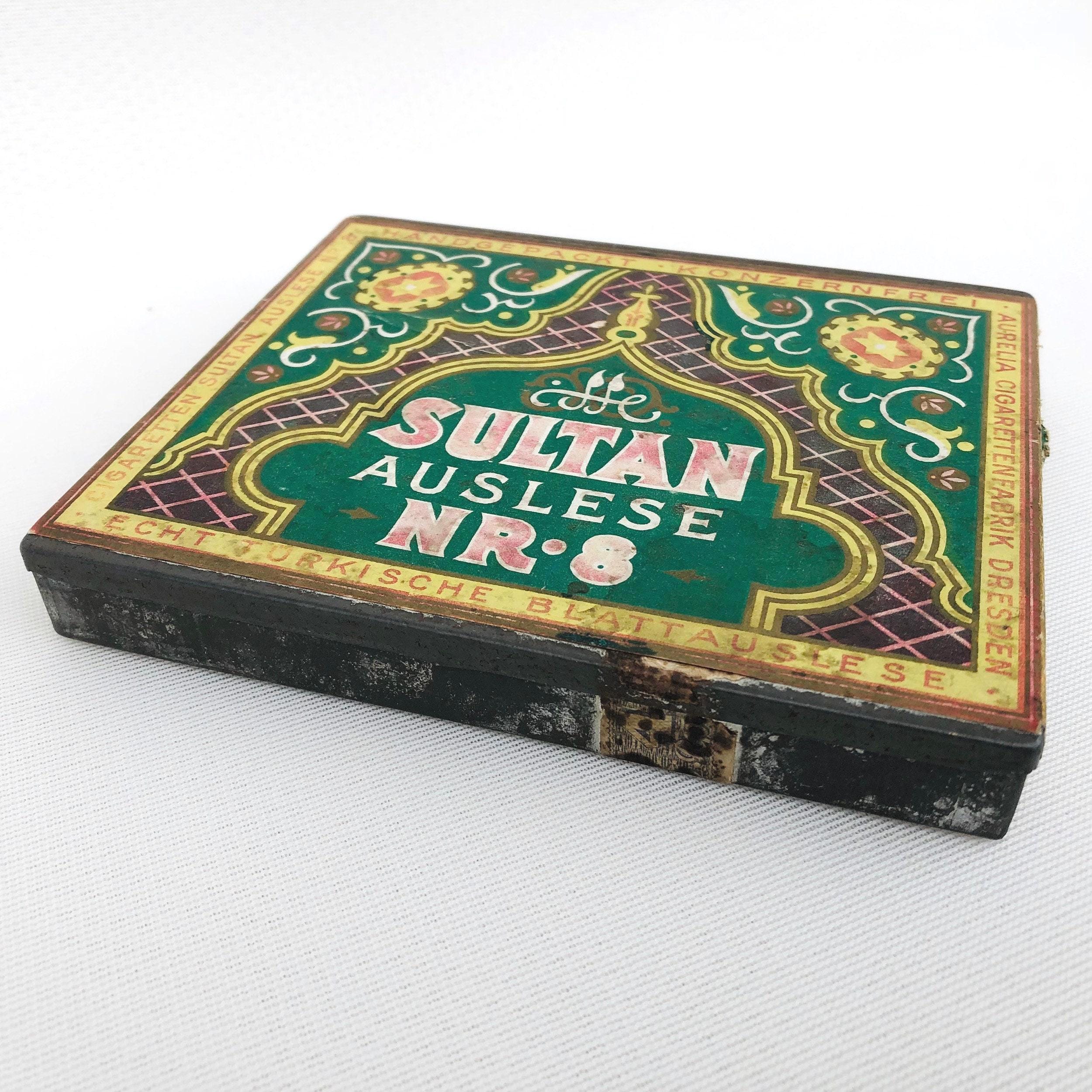 Vintage Cigarette Tin Sultan Auslese No. 8 Metal Tin Aurelia