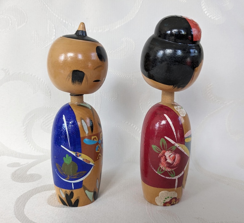 Kokeshi wooden dolls Japan bobblehead bobblehead doll Japanese craftsmanship wooden figures image 2