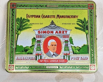 Simon Doctor Cigarette Tin No 70 L Large Size Vintage Tin Can Egyptian Cigarette Manufactory Alexandria Cairo Port Said Tobacco Tin