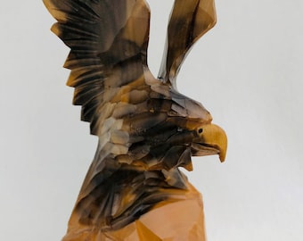 Eagle wooden eagle carved handmade wooden sculpture eagle figure USSR travel souvenir