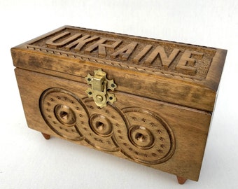 Carved wooden box Ukraine Handmade jewelry box made of wood