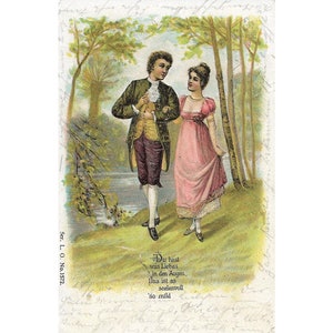 Prägedruckkarte um 1904 Postkarte Liebe Liebespaar Kompliment