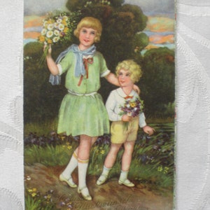 Carte en relief, carte de vœux d'anniversaire, félicitations, garçon, fille, bouquet