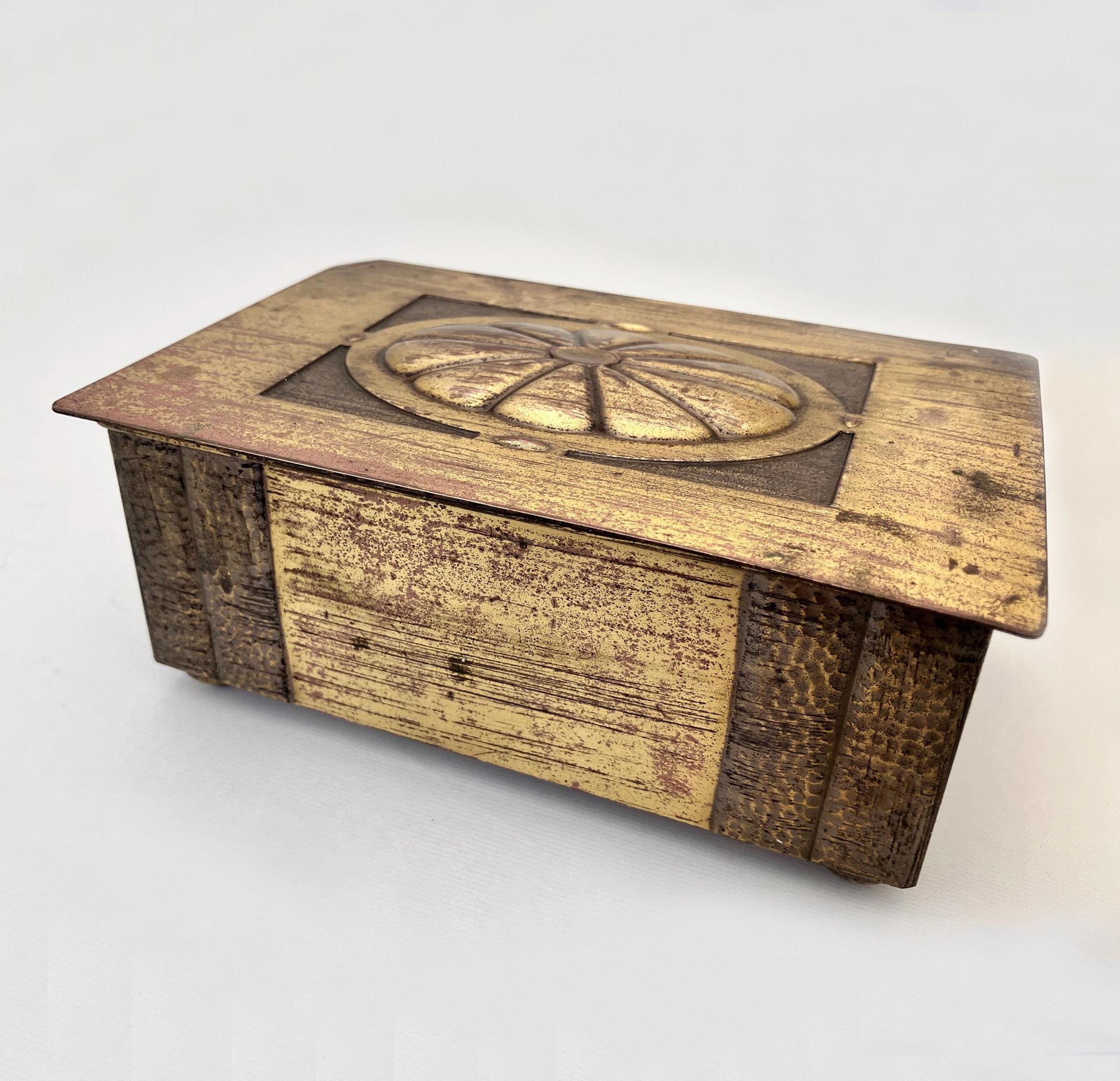 Metalen doos metalen doos met houten interieur sigarettendoos sigarendoos sieradendoos