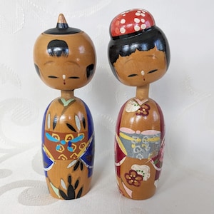 Kokeshi wooden dolls Japan bobblehead bobblehead doll Japanese craftsmanship wooden figures image 1