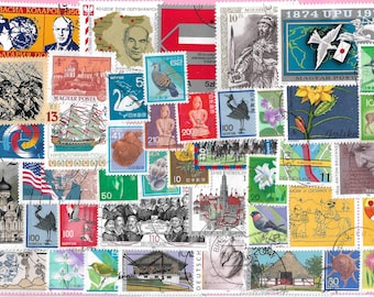 55 stamps from different countries