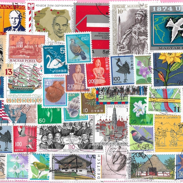 55 Briefmarken aus verschiedenen Ländern
