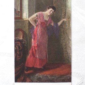 Cartão de artista por volta de 1910 Wrage Lady no Salão Expectativa