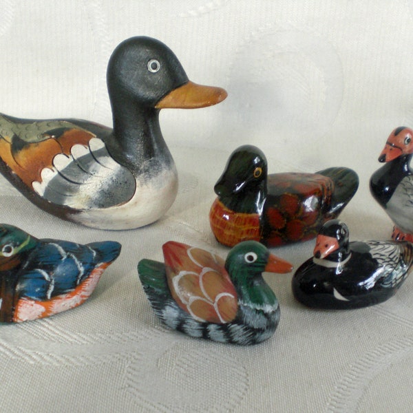 Ceramic ducks Duck family Duck collection Setting box miniatures