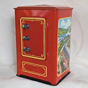 Vintage Spardose Tresor Metall West Germany Blechspielzeug mit Zahlenschloss Retro Sparbüchse Safe 60er Jahre Sammlerstück