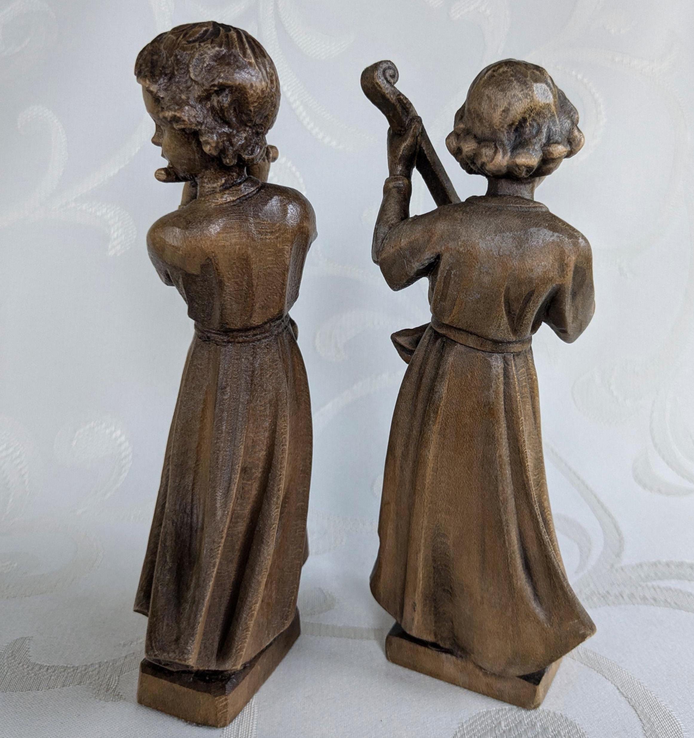 彫刻された木製の人形セット楽器リュートフルート手作り - Etsy 日本