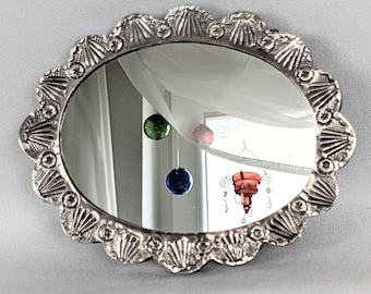 Turkish wedding mirror, 900 silver, Orhan Kenan vintage wall mirror, bridal mirror, floral repoussé