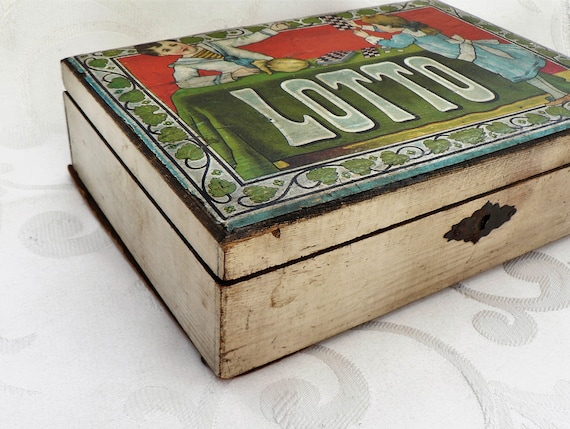 Games Box LOTTO With 4 Antique Table Games Wooden Box Casket Etsy