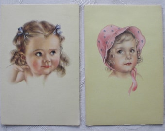 Künstlerkarten 2er-Set Postkartenset Postkarte Vintagekarte Kinder Mädchen