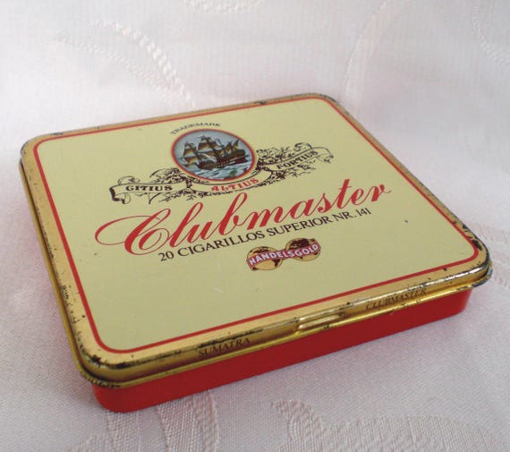 clubmaster cigarettes Cigarette Tin Metal Tin Can Clubmaster Handelsgold Cigarillos Superior No.  141