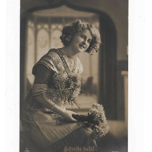 Fotopostkarte um 1914 Schreibe bald Vintagekarte Postkarte Astern