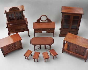 Muebles de casa de muñecas, sala de estar, muebles en miniatura de casa de muñecas de 11 piezas 1:12