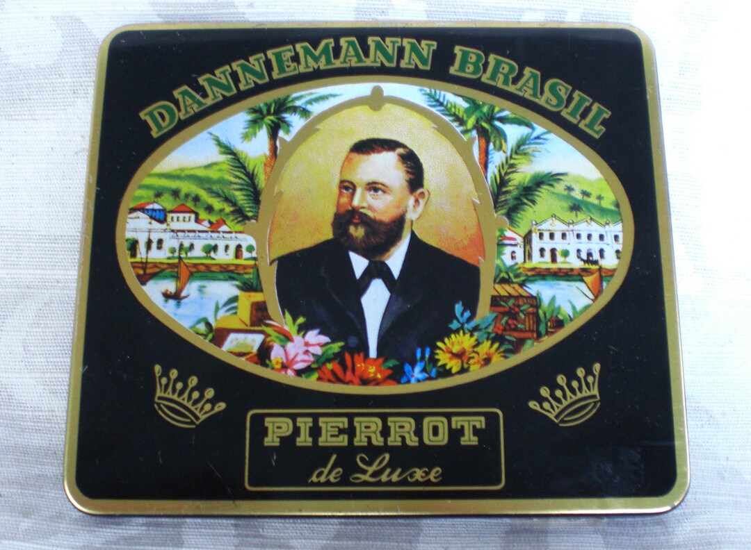 Cigar Box Metal Tin Dannemann Brasilpierrot De Luxe Cigar Box Etsy