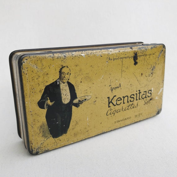 Cigarette Tin Kensitas Sir Metal Tin Tin With Hinged Lid Butler Tin Can