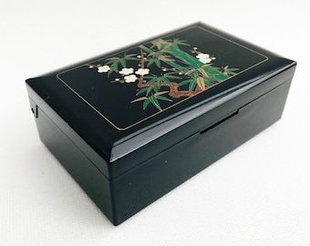 Mirror box plastic jewelry box with mirror jewelry box small jewelry box bamboo cherry blossoms